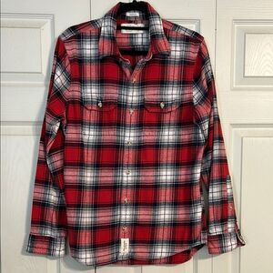 ABERCROMBIE & FITCH Medium Muscle Fit Red Blue White Flannel Plaid Button Down